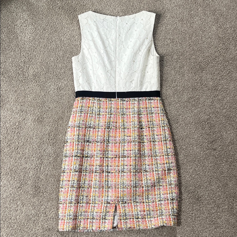 EUC Trina Turk made USA white lace bodice and multi boucle skirt sz4 QUALITY - Picture 5 of 10